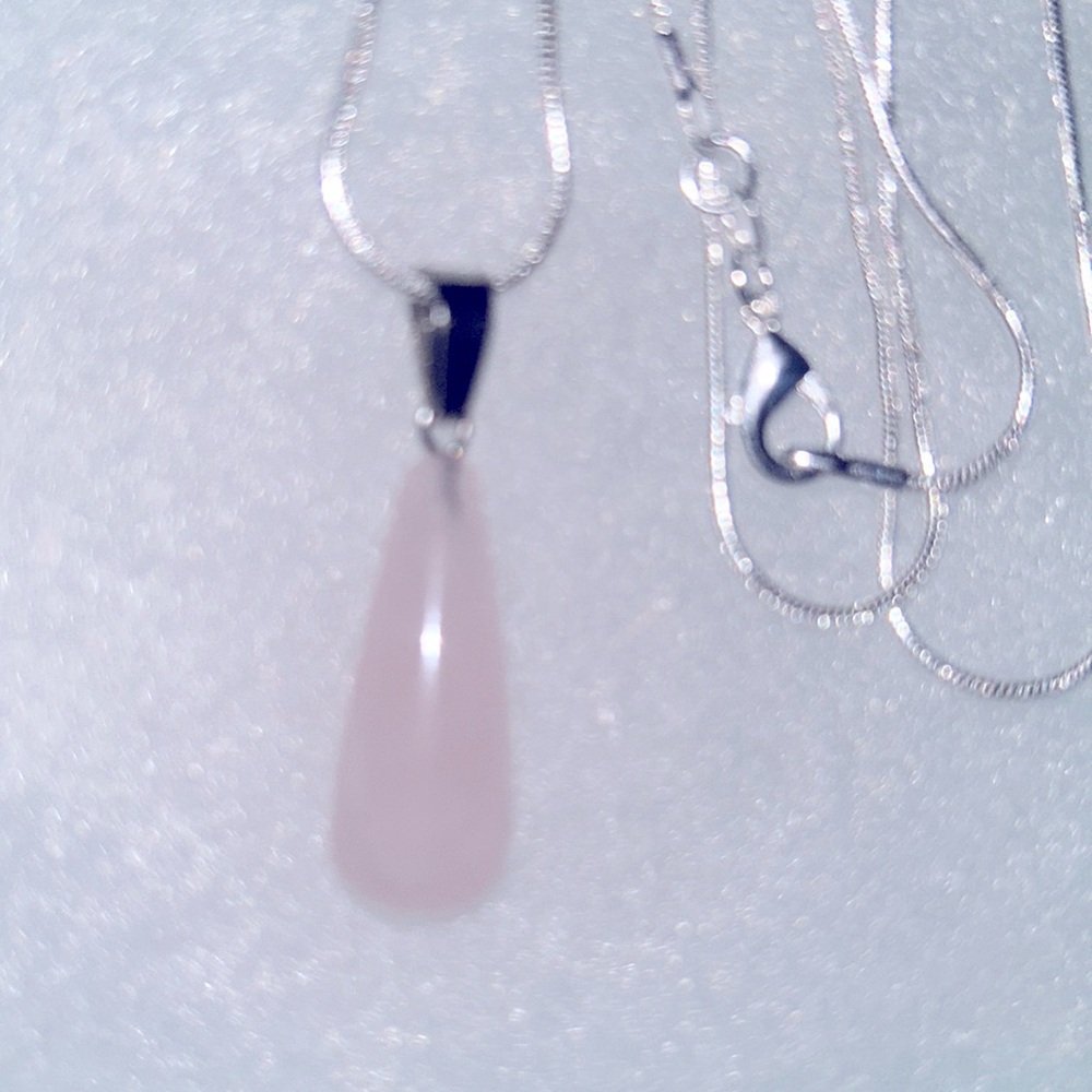 Boho hippie Rose Quartz Sterling Silver 30” Necklace